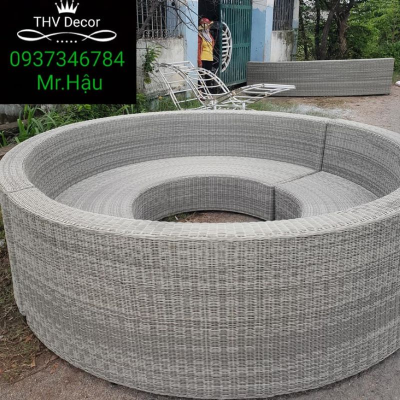 giường tắm nắng nhựa giả mây ngoài trời (1)