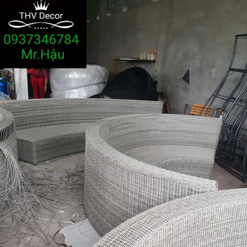 giường tắm nắng nhựa giả mây ngoài trời (1)